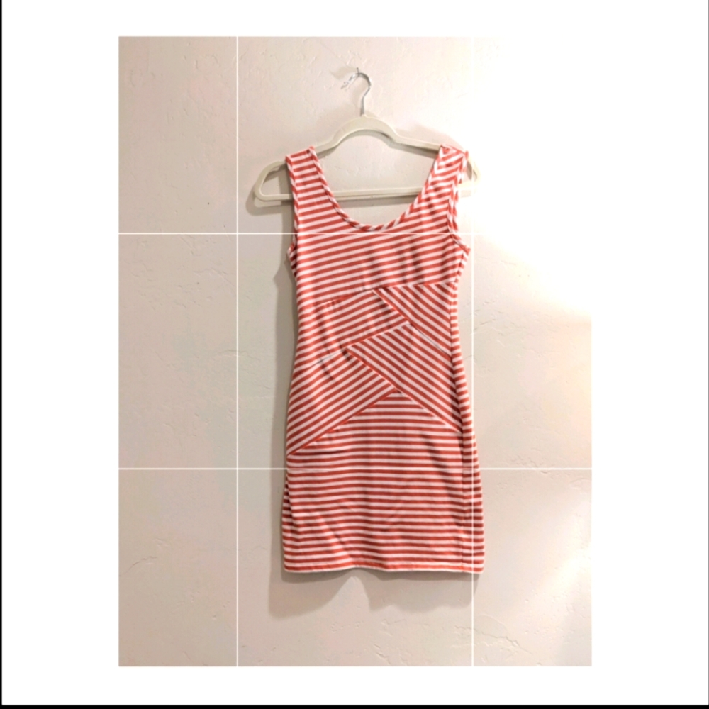 Cute Red and White Stripped  Mini Sun Summer Dress